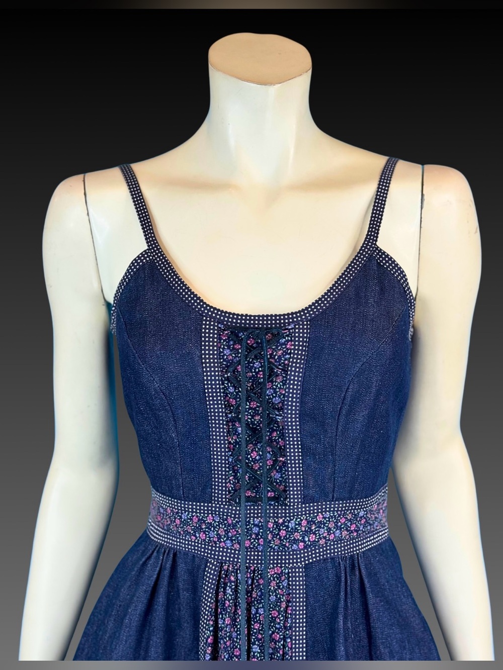 DENIM Gunne Sax Shamash and Yofi Label Corset Prairie Sun Dress / XS XXS / NWT - Picture 7 of 12